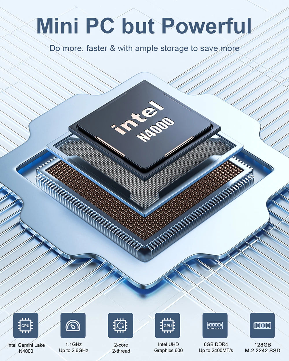 Mini PC Intel N4000 with 6GB RAM - Z A F L U X X - E M P I R E