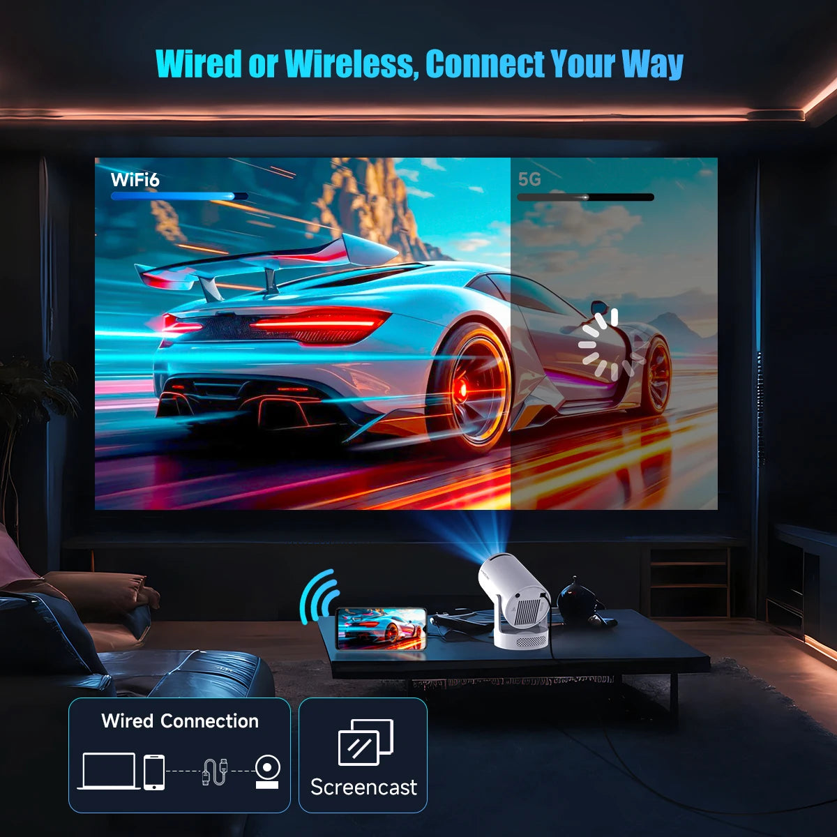 WiFi6 Projector with Android 11 & Dual WiFi 4K - Z A F L U X X - E M P I R E
