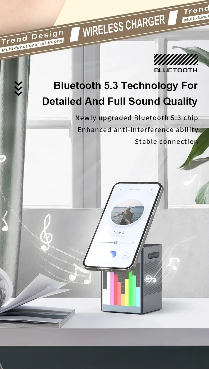 Multifunctional 6 in 1 Magnetic Wireless Charger Speaker Alarm Clock - Z A F L U X X - E M P I R E