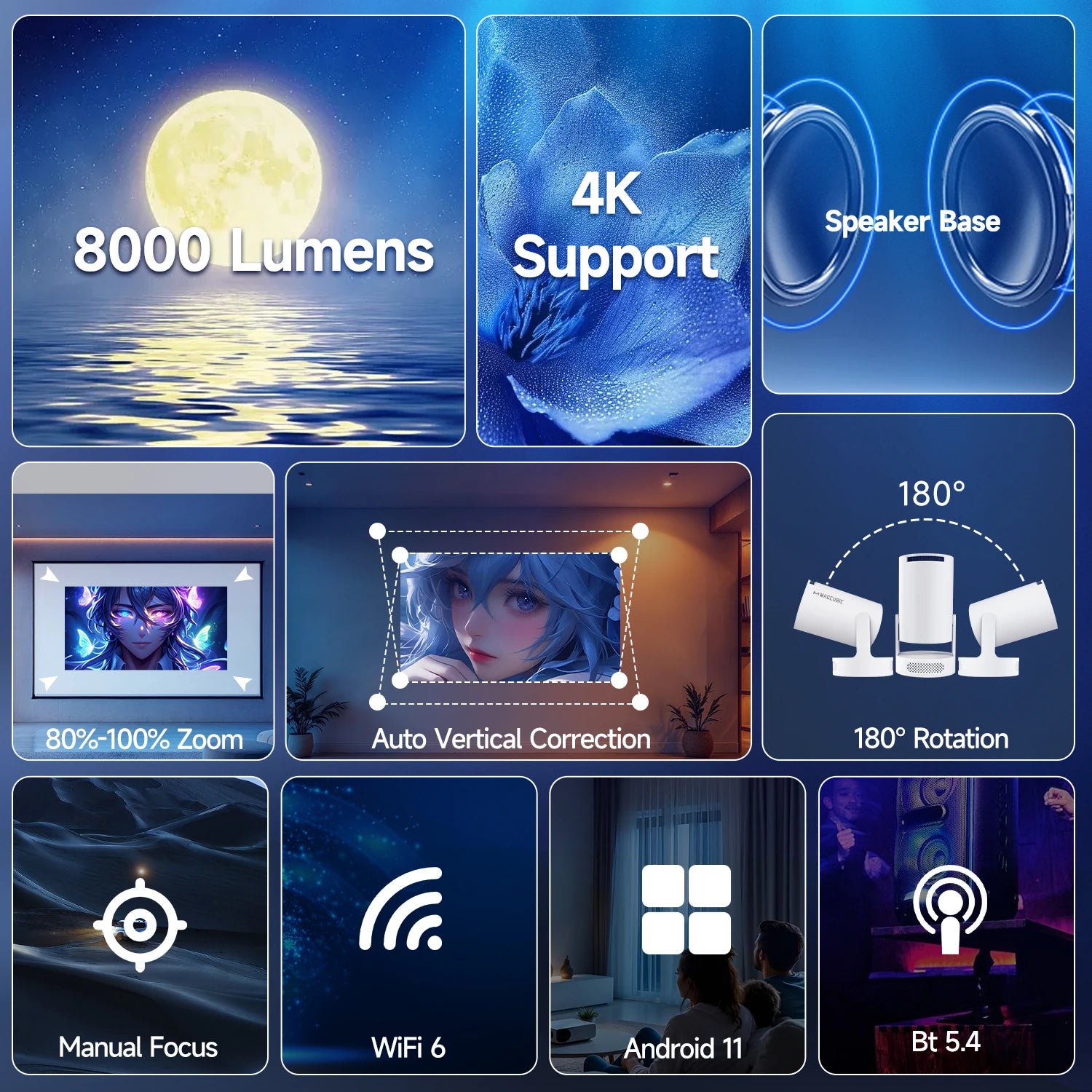 WiFi6 Projector with Android 11 & Dual WiFi 4K - Z A F L U X X - E M P I R E