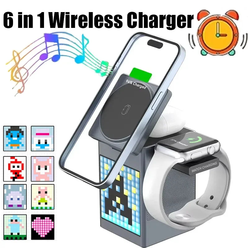 Multifunctional 6 in 1 Magnetic Wireless Charger Speaker Alarm Clock - Z A F L U X X - E M P I R E