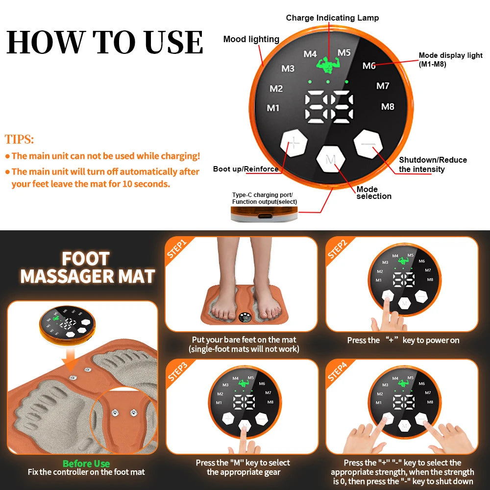 3D Smart Foot Massage Pad – 8 Modes 29 Levels - Z A F L U X X - E M P I R E