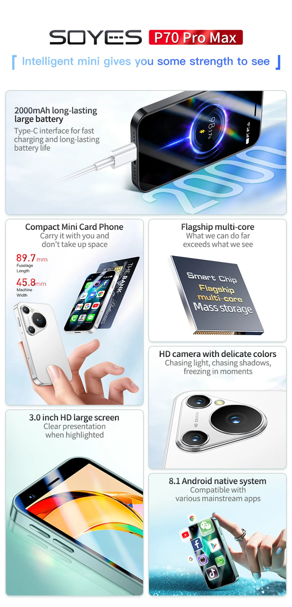 P70 Pro Max Mini Smartphone 3.0 with Face ID - Z A F L U X X - E M P I R E