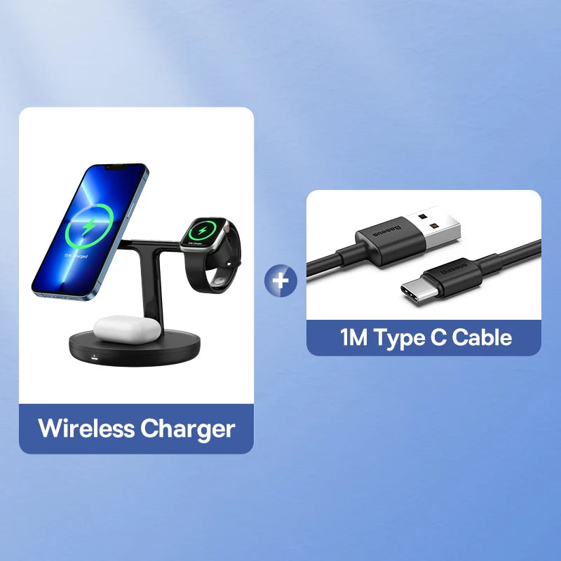 Baseus 3 in 1 20W Magnetic Wireless Charger Stand - Z A F L U X X - E M P I R E